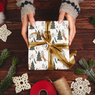 Papel De Presente Padrões de árvores de Natal e tigres fundo persona
