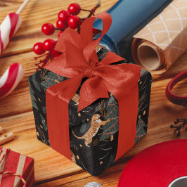 Papel De Presente Padrões de árvores de Natal e tigres fundo persona