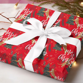 Papel De Presente Padrões de árvores de Natal e tigres fundo persona