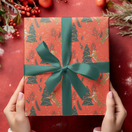 Papel De Presente Padrões de árvores de Natal e tigres fundo persona