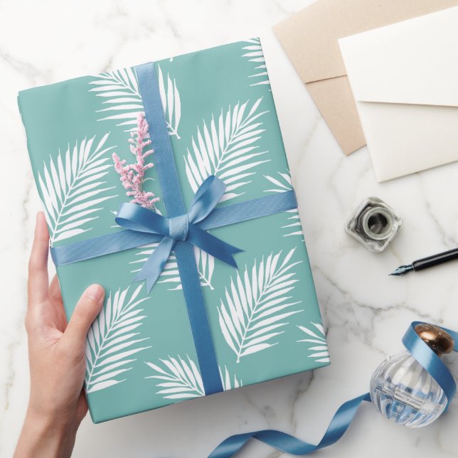 Papel De Presente Padrões de bordas brancas de palma macia (Presentear)