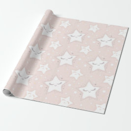 Papel De Presente Padrões De Chá de fraldas Das Estrelas Rosa E Bran
