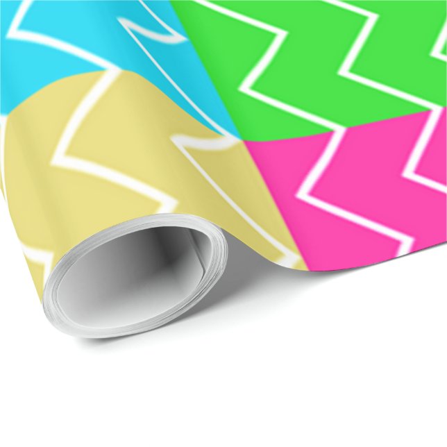 Papel De Presente Padrões de chevron coloridos (Ponta do rolo)