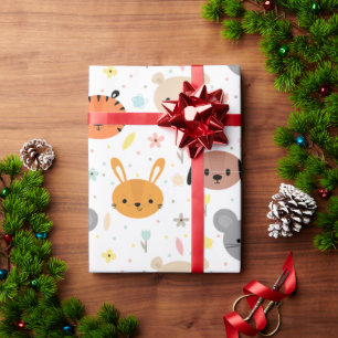 Papel De Presente Padrões de coelho-tigre-animal-cúmulo
