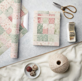 Papel De Presente Padrões de Colcha Floral Rosa Menta Ocidental