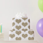 Papel De Presente Padrões de Coração Cintilantes Dourado Branco Bril<br><div class="desc">Desenhado com padrões de coração cintilantes dourados em fundo branco sólido!</div>