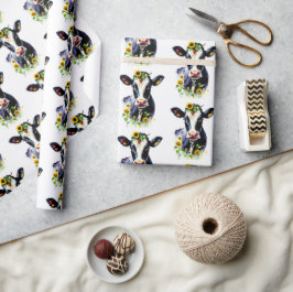 Papel De Presente Padrões de Fazenda de Vaca e Girassóis