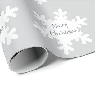 Papel De Presente Padrões de Floco de Neve de Natal Feliz Cinza Bran