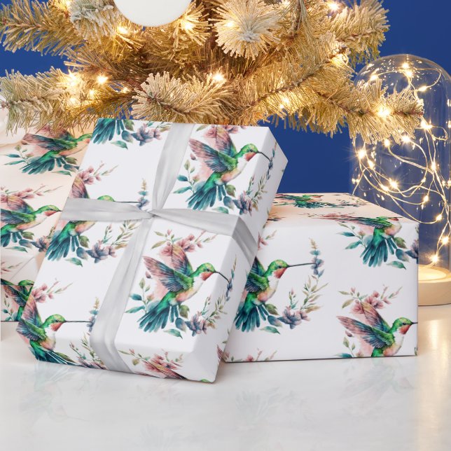 Papel De Presente Padrões de Flores de Hummingbird (Feriados)