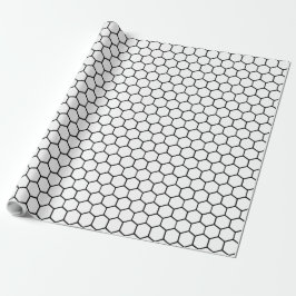 Papel De Presente Padrões de Honeycomb Preto e Branco