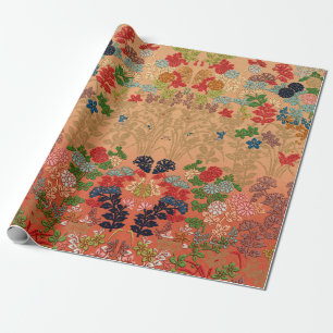 Papel De Presente Padrões de leque de flores japonesas antigos de 18
