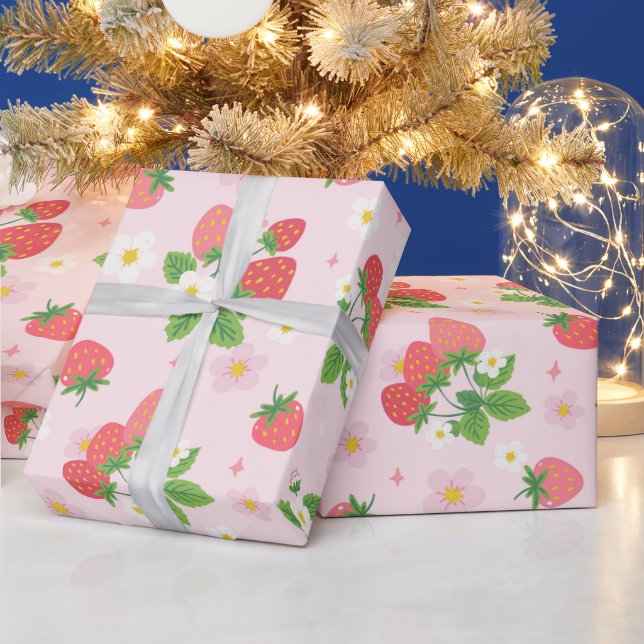Papel De Presente Padrões de Morango (Feriados)