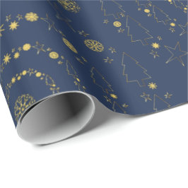 Papel De Presente Padrões de Natal Elegante e Dourada