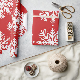 Papel De Presente Padrões de Natal Festivos, de cor vermelha e branc