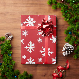 Papel De Presente Padrões de Natal Festivos, de cor vermelha e branc