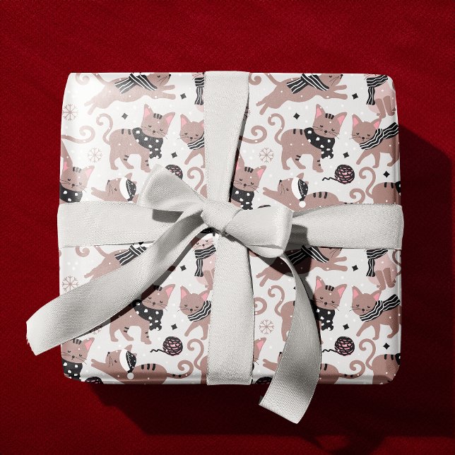 Papel De Presente Padrões de Natal para Gato Festivo Bonito (Criador carregado)
