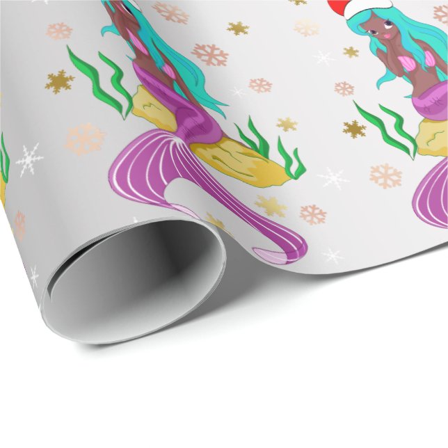 Papel De Presente Padrões de neve de salmoura de Natal lindo (Ponta do rolo)