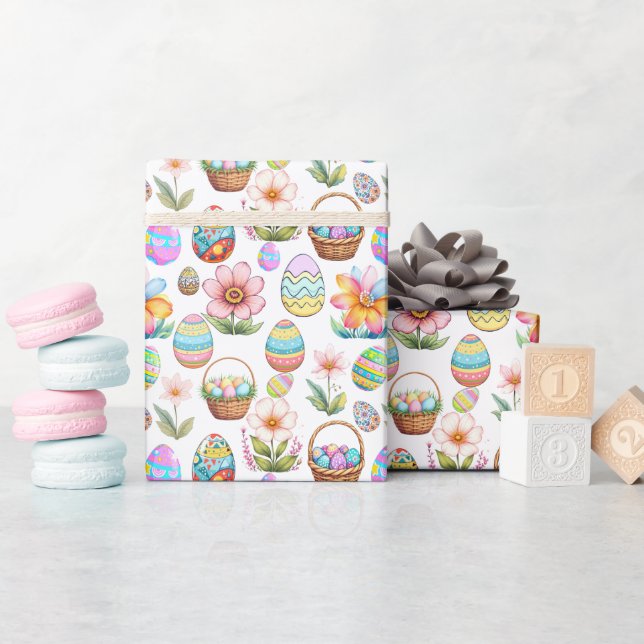 Papel De Presente Padrões de páscoas e Ovos (Chá de bebê)