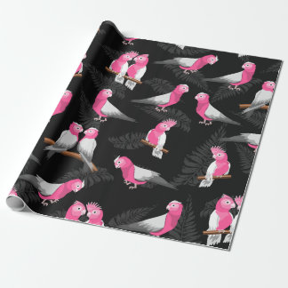 Papel De Presente Padrões de pássaros de cockatoas cor-de-rosa