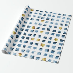 Papel De Presente Padrões de Pincel de Pincel Dourado Na moda azul