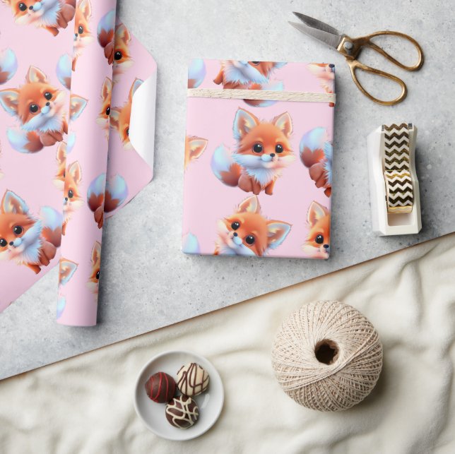 Papel De Presente Padrões de raposa de bebê giro (Artesanato)