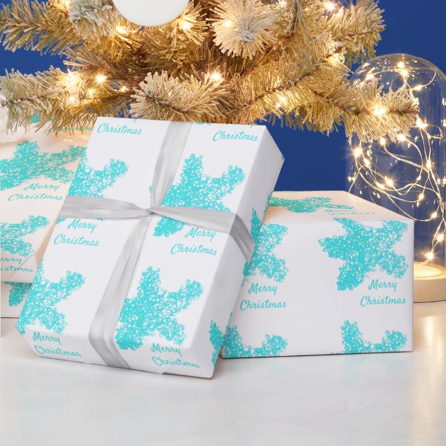 Papel De Presente Padrões de Starfish White Teal Blue Feliz Natal (Feriados)