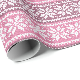 Papel De Presente Padrões de suéter cor-de-neve cor-de-rosa