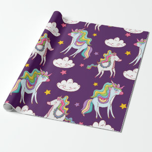 Papel De Presente Padrões do Cavalo Mágico Funny Unicorn