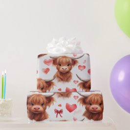 Papel De Presente Padrões do Coração do Namorados de Vaca Cura Cótea