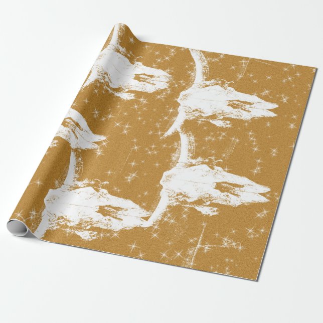 Papel De Presente Padrões Dourados de brilho Elegante Branco (Desenrolado)