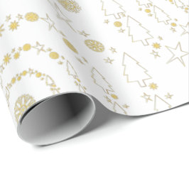 Papel De Presente Padrões Dourados de Natal Elegante