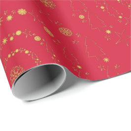 Papel De Presente Padrões Dourados de Natal Elegante