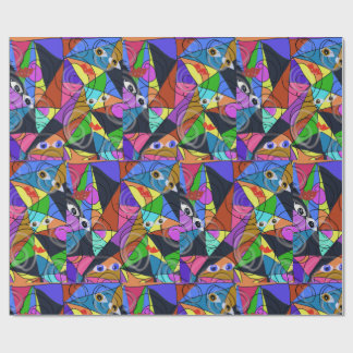 Papel De Presente Padrões Geométricos Abstratos Surreais com Olhos