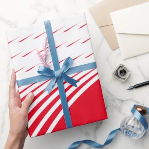 Papel De Presente Padrões Geométricos - Artístico Branco Vermelho de