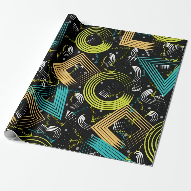 Papel De Presente Padrões geométricos,retrô,90s,abstrato,a (Desenrolado)