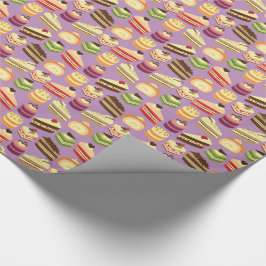Papel De Presente Padrões Ilustrados De Bolos De Chá Bonitos E Color