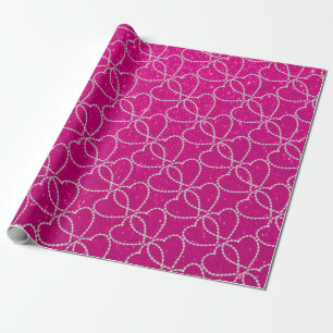 Papel De Presente Padrões macios do coração do diamante do brilho