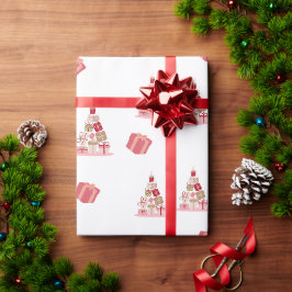Papel De Presente Padrões modernos da Árvore de Natal de Joy Peace a