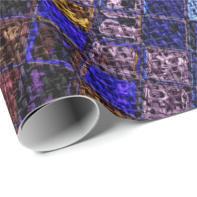 Papel De Presente Padrões Mosaicos Coloridos Ruptura Rústica #17 (Ponta do rolo)