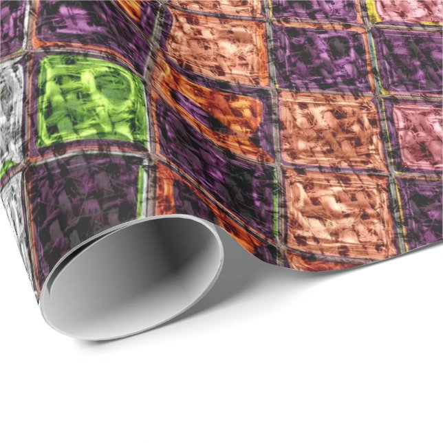 Papel De Presente Padrões Mosaicos Coloridos Ruptura Rústica #4 (Ponta do rolo)