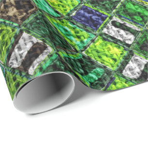 Papel De Presente Padrões Mosaicos Coloridos Ruptura Rústica #8