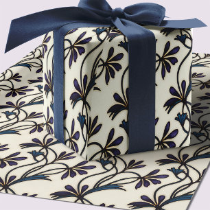 Papel De Presente Padrões orgânicos de Crocus Violeta Índigo contínu