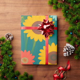 Papel De Presente Padrões Personalizados Coloridos de Girassol