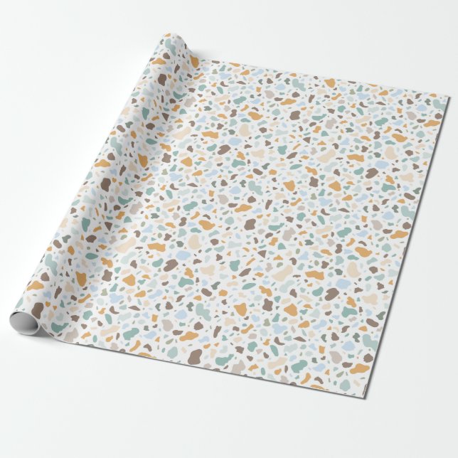 Papel De Presente Padrões Terrazzo Suaves (Desenrolado)
