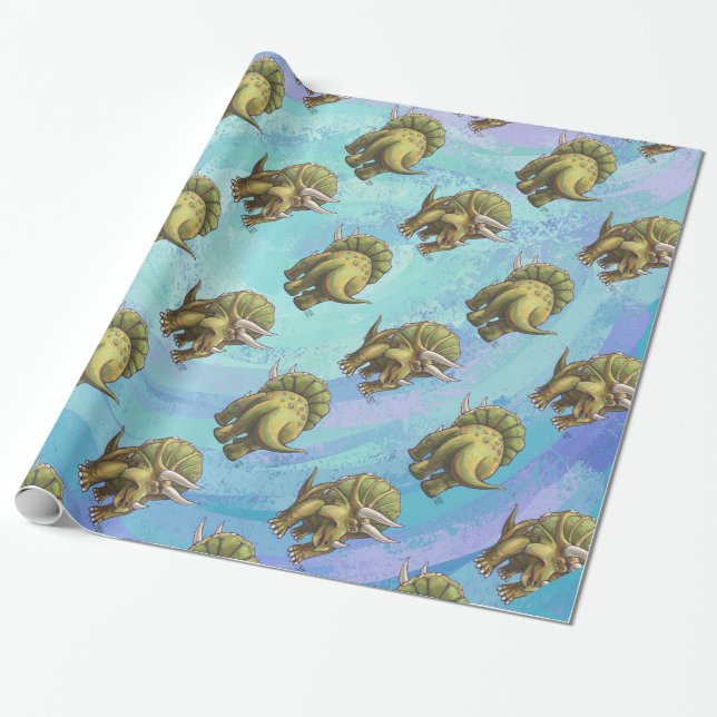 Papel De Presente Padrões Triceratops (Desenrolado)