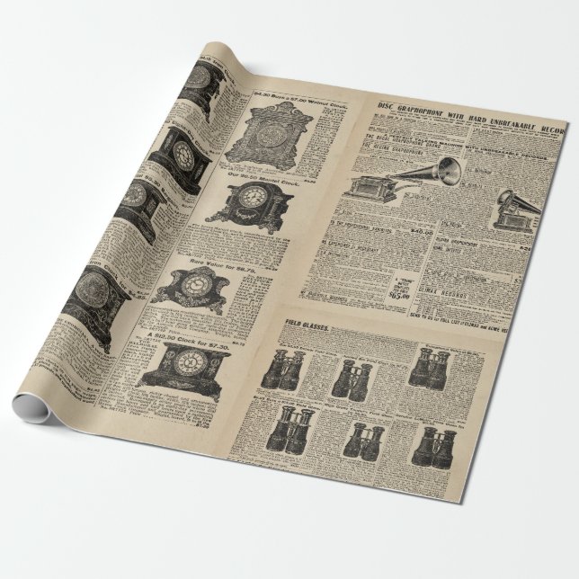 Papel De Presente Páginas de catálogo Steampunk (Desenrolado)