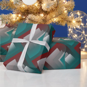 Papel De Presente Páginas de cinza Teal Burgundy