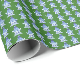 Papel De Presente Pagodes Chinesas (em Verde)