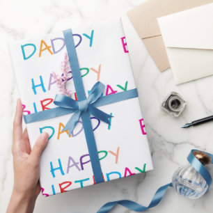 Papel De Presente Pai Feliz de Aniversário Colorido - Diversão e Let