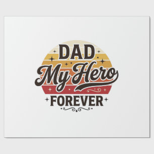 Papel De Presente Pai Meu Herói Para Sempre Camisa Retro Vintage Des